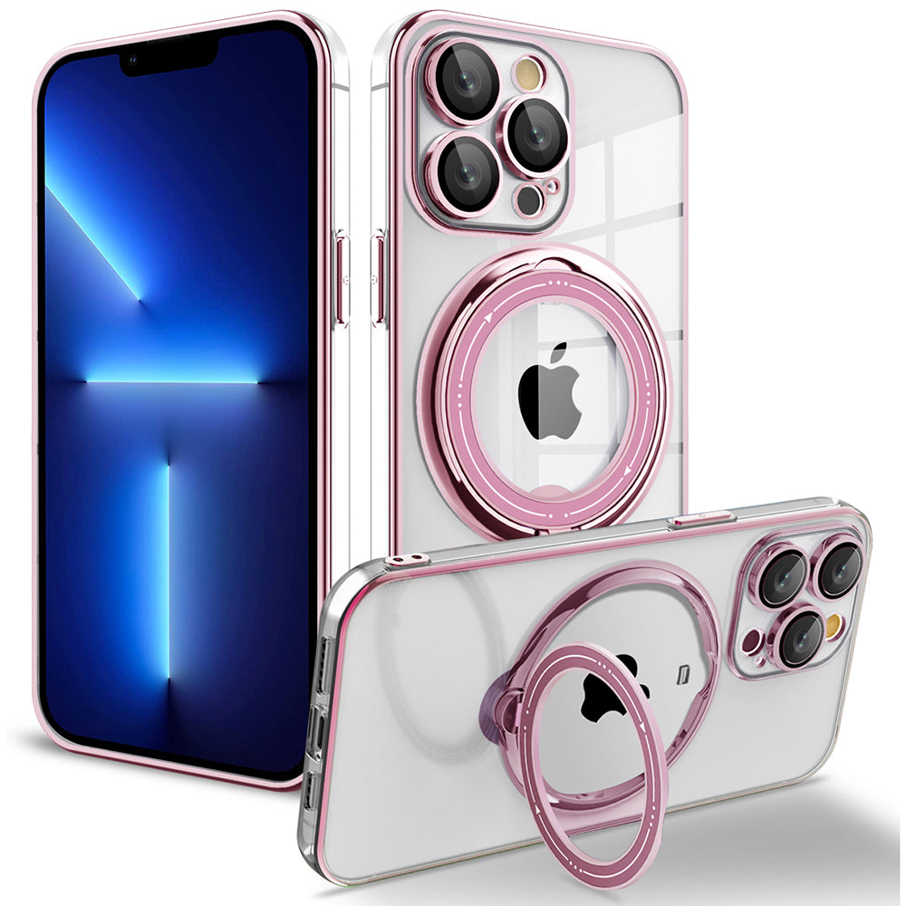 Shockproof Case for iPhone 13 Pro 6.1 inch PC TPU Phone Shell Rotating Kickstand Back Cover Compatible with MagSafe Shockproof Case for iPhone 13 Pro 6.1 inch PC TPU Phone Shell Rotating Kickstand Back Cover Compatible with MagSafe